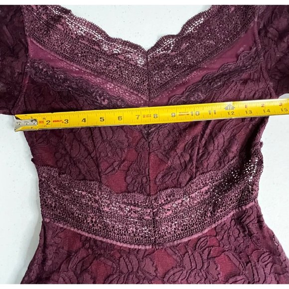 Free People Womens Burgundy Red Lace Dress Size Small - Picture 7 of 11